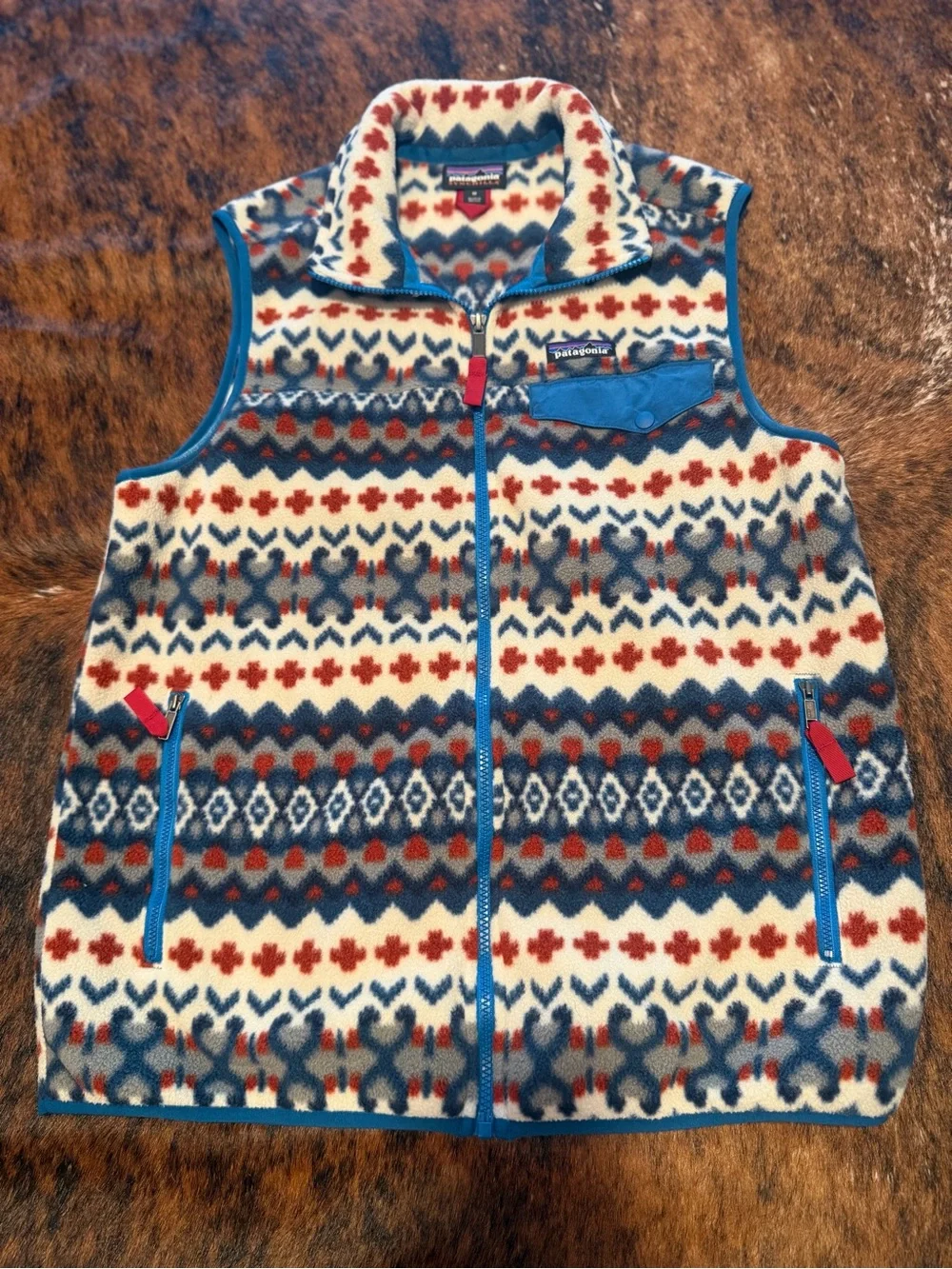 Patagonia Synchilla Vest Rare Underwater Cliff Mens Size Medium Aztec Pocket New